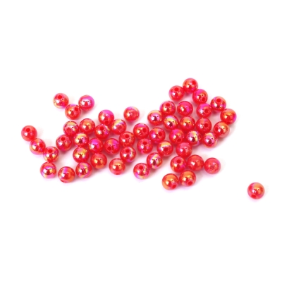 Плътни мъниста с форма на топче 6 мм дупка 1 мм цвят червен дъга -20 грама ~190 броя 