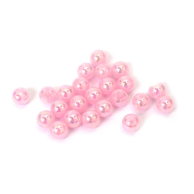 Плътни мъниста с форма на топче 10 мм дупка 1.5 мм цвят светло розов дъга -20 грама ± 40 броя