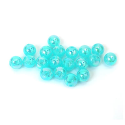 Плътни мъниста с форма на топче 10 мм дупка 1.5 мм цвят син дъга -20 грама ± 40 броя
