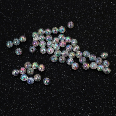 Кристални мъниста с форма на топче 6 мм дупка 1 мм цвят бял дъга -20 грама ~190 броя 