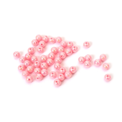 Плътни мъниста с форма на топче 6 мм дупка 1 мм цвят розов дъга -20 грама ~ 190 броя