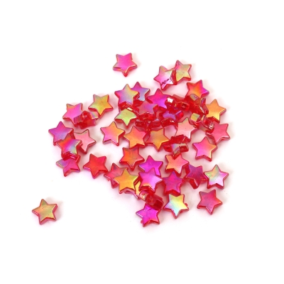 Кристални мъниста с форма на звезда 11x4 мм дупка 1 мм дъга цвят червен -20 грама ~ 90 броя