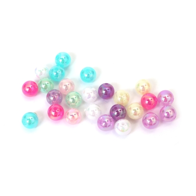Плътни мъниста с форма на топче 10 мм дупка 1.5 мм микс цветове дъга -20 грама ± 40 броя