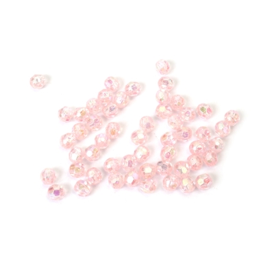Кристални мъниста с форма на топче 6 мм дупка 1 мм многостен цвят светло розов дъга -20 грама ~196 броя