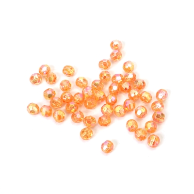 Кристални мъниста с форма на топче 6 мм дупка 1 мм многостен цвят оранжев дъга -20 грама ~196 броя