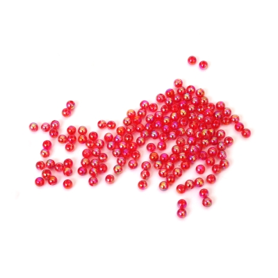 Кристални мъниста с форма на топче 4 мм дупка 1 мм цвят червен дъга -20 грама ~700 броя 