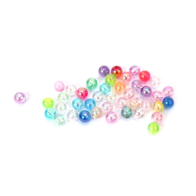 Кристални мъниста с форма на топче 6 мм дупка 1 мм микс цветове дъга -20 грама ~190 броя 