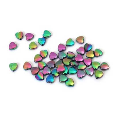 Мъниста имитация хематит сърце 9x4 мм дупка 1.5 мм ДЪГА -20 грама ~ 110 броя