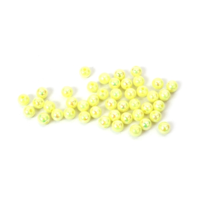 Плътни мъниста с форма на топче 6 мм дупка 1 мм цвят светло жълт дъга -20 грама ~ 190 броя