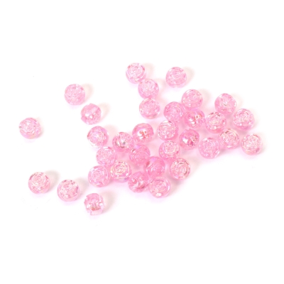 Кристални мъниста с форма на топче с релефна роза 8 мм дупка 1 мм  цвят розов дъга -20 грама ~80 броя 