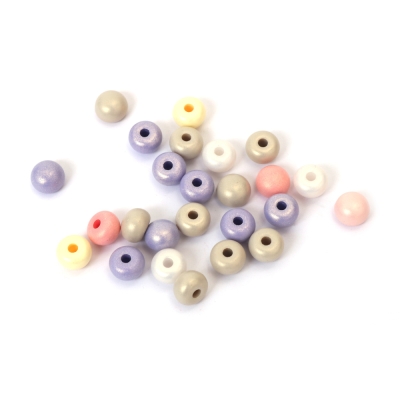 Плътни мъниста с перлен ефект за вграждане 10x7 мм дупка 2.5 мм микс пастелни цветове -20 грама ~50 броя
