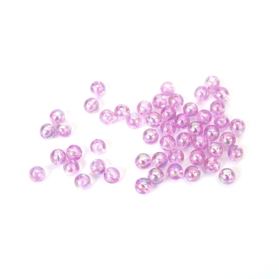 Кристални мъниста с форма на топче 6 мм дупка 1 мм цвят светло лилаво дъга -20 грама ~190 броя 