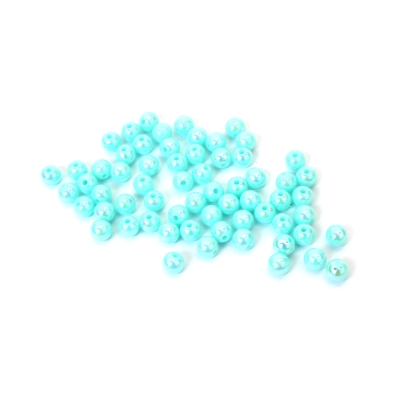 Плътни мъниста с форма на топче 6 мм дупка 1 мм цвят светло син дъга -20 грама ~190 броя 