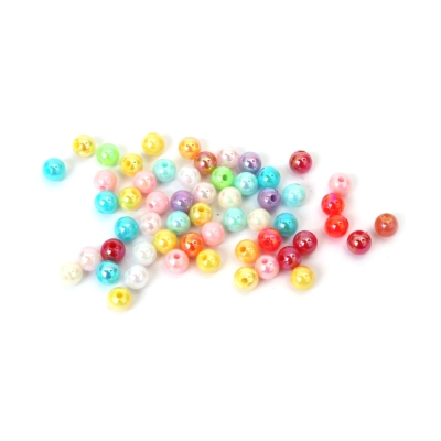 Плътни мъниста с форма на топче 6 мм дупка 1 мм микс цветове дъга -20 грама ~190 броя 