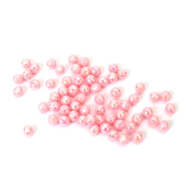 Плътни мъниста с форма на топче 6 мм дупка 1 мм фасетирано цвят розов ДЪГА -20 грама ~195 броя