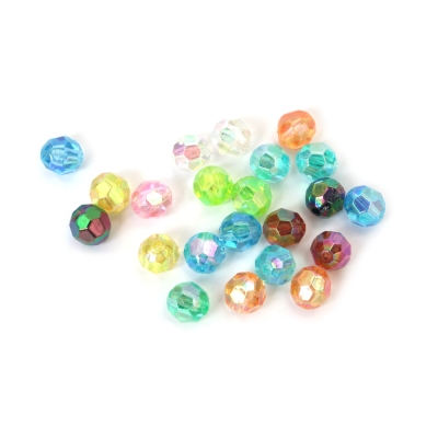 Кристални мъниста с форма на топче 10 мм дупка 2 мм многостен микс цветове дъга -20 грама ~44 броя