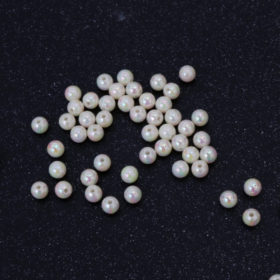 Плътни мъниста с форма топче 6 мм дупка 1 мм цвят крем дъга -20 грама ~ 190 броя