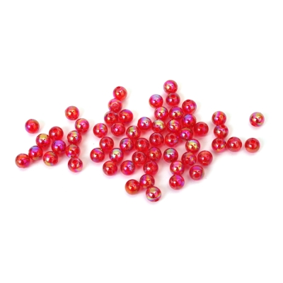 Кристални мъниста с форма на топче 6 мм дупка 1 мм цвят червен дъга -20 грама ~190 броя 