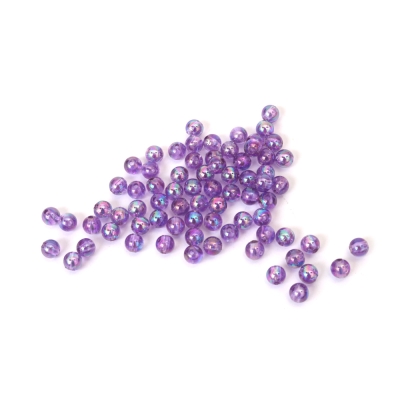 Кристални мъниста с форма на топче 6 мм дупка 1 мм цвят лилав дъга -20 грама ~190 броя 