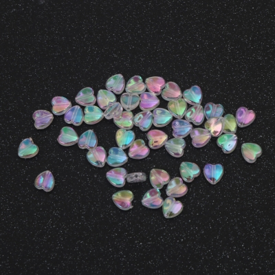 Кристални мъниста с форма на сърце 9x4 мм дупка 1.5 мм цвят бял дъга -20 грама ~110 броя 