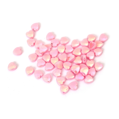 Плътни мъниста с форма на сърце 9x4 мм дупка 1.5 мм цвят розов дъга -20 грама ~110 броя