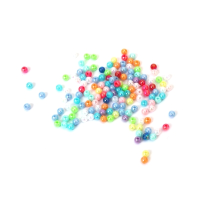Плътни мъниста с форма на топче 4 мм дупка 1 мм микс цветове дъга -20 грама ~700 броя 