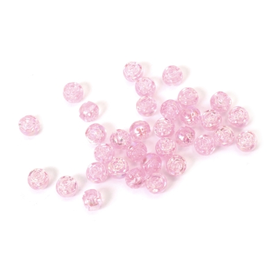 Кристални мъниста с форма на топче с релефна роза 8 мм дупка 1 мм  цвят светло розов дъга -20 грама ~80 броя 