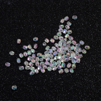 Кристални мъниста с форма цилиндър 4 мм дупка 1 мм многостен цвят бял ДЪГА -20 грама ~660 броя