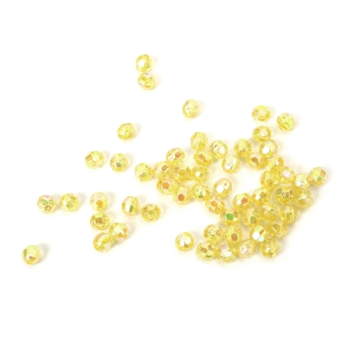 Кристални мъниста с форма на топче 6 мм дупка 1 мм многостен цвят жълт дъга -20 грама ~196 броя