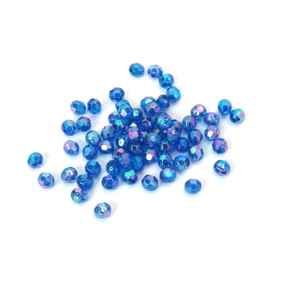 Кристални мъниста с форма на топче 6 мм дупка 1 мм многостен цвят тъмно син дъга -20 грама ~196 броя