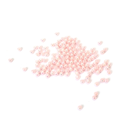 Плътни мъниста с форма на топче 4 мм дупка 1 мм цвят светло розов дъга -20 грама ~700 броя 