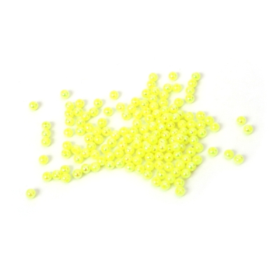 Плътни мъниста с форма на топче 4 мм дупка 1 мм цвят жълт дъга -20 грама ~700 броя 