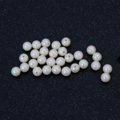 Плътни мъниста с форма на топче 8 мм дупка 2 мм цвят крем дъга -20 грама ~78 броя 