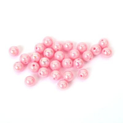 Плътни мъниста с форма на топче 8 мм дупка 2 мм цвят розов дъга -20 грама ~78 броя 