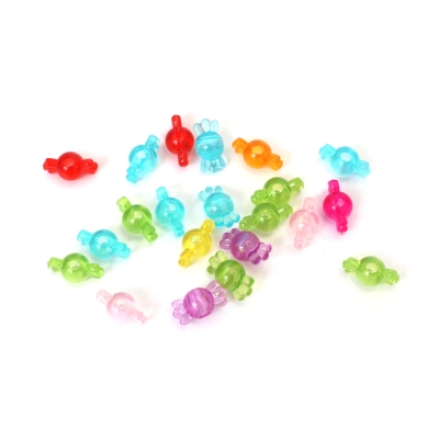 Пластмасово мънисто бонбон 16x8x8.5 мм дупка 3 мм микс цветове -20 грама ±54 броя