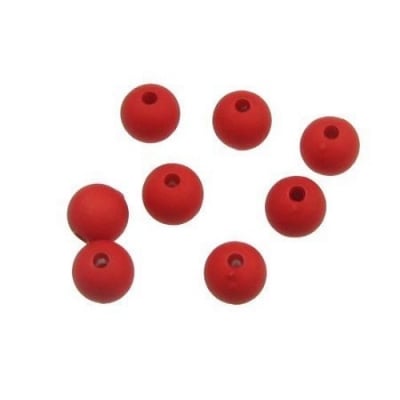Мънисто плътно топче матирано 8 мм дупка 2 мм червено - 50 грама ~90 броя