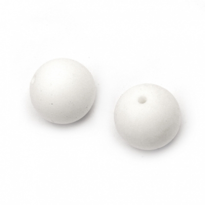 Мънисто силикон топче 12 мм дупка 2.5 мм цвят бял - 5 броя