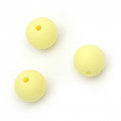 Мънисто силикон топче 12 мм дупка 2.5 мм цвят жълт - 5 броя