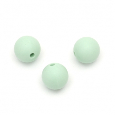 Мънисто силикон топче 12 мм дупка 2.5 мм цвят зелен - 5 броя