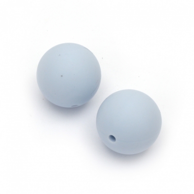 Мънисто силикон топче 12 мм дупка 2.5 мм цвят син светло - 5 броя