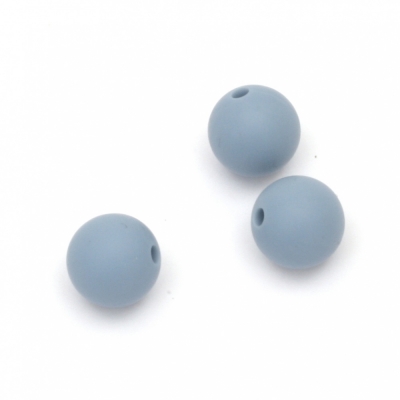 Мънисто силикон топче 12 мм дупка 2.5 мм цвят син тъмно - 5 броя