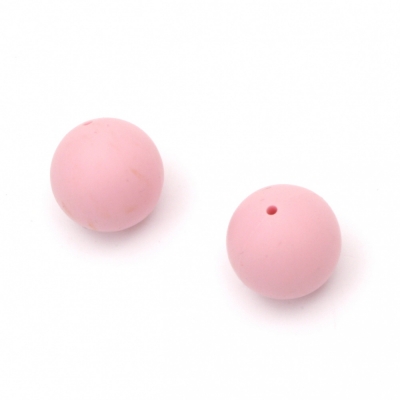 Мънисто силикон топче 12 мм дупка 2.5 мм цвят розов - 5 броя