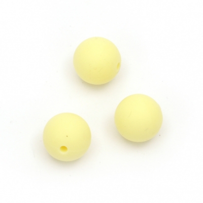 Мънисто силикон топче 15 мм дупка 2.5 мм цвят жълт - 5 броя