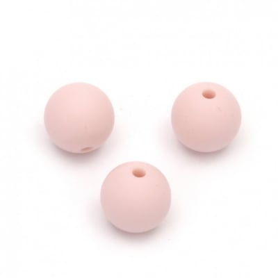 Мънисто силикон топче 15 мм дупка 2.5 мм цвят розов светло - 5 броя