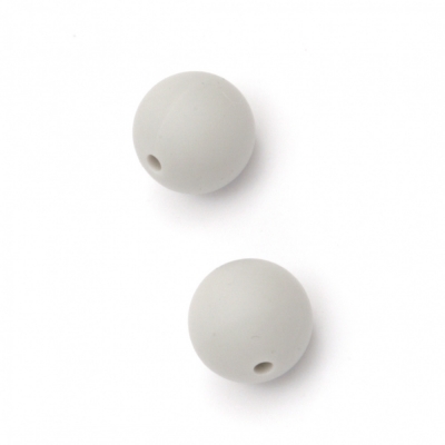 Мънисто силикон топче 15 мм дупка 2.5 мм цвят сив - 5 броя