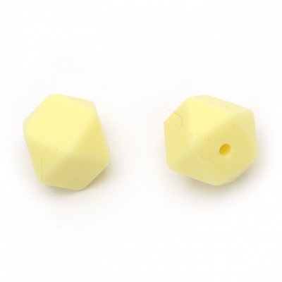 Мънисто силикон многоъгълник 14x14 мм дупка 2.5 мм цвят жълт - 4 броя