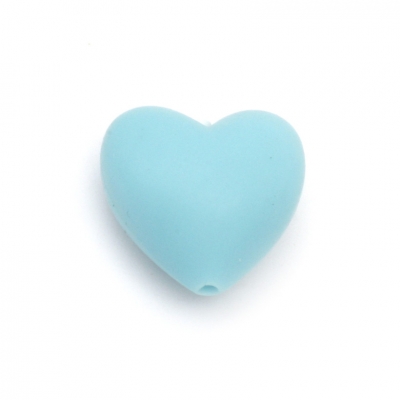 Мънисто силикон сърце 19x20x12 мм дупка 2.5 мм цвят син - 2 броя