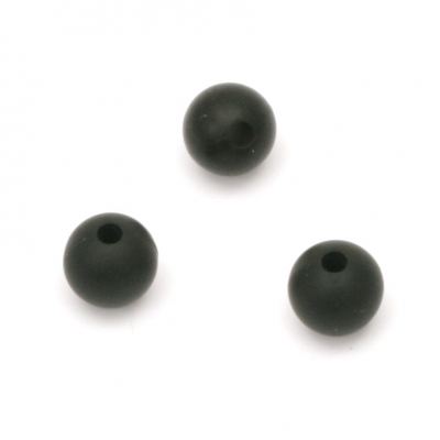 Мънисто силикон топче 9 мм дупка 2.5 мм цвят черен - 5 броя