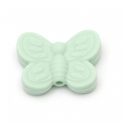 Мънисто силикон пеперуда 20x25x6 мм дупка 2.5 мм цвят зелен - 2 броя
