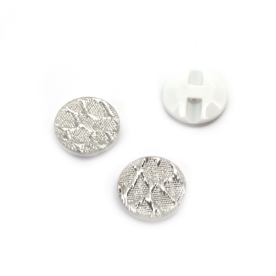 Копче пластмаса 18x5 мм дупка 1 мм бяло, сребро -10 броя
